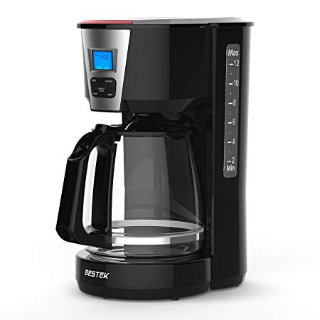 BESTEK 12-Cup Coffee Maker - Digital Programmable, Automatic Drip with Carafe