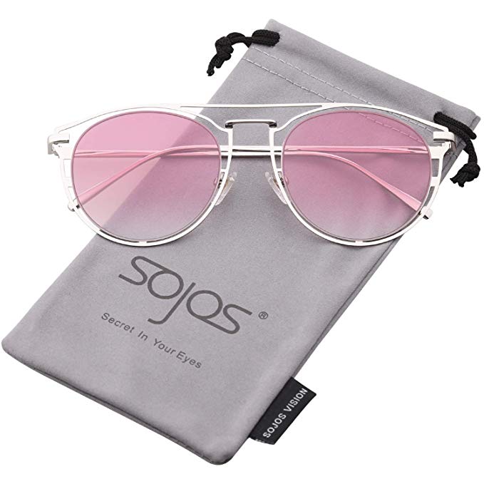 SOJOS Sunglasses for Women Mirrored Flat Lenses Street Fashion Metal Frame SJ1097