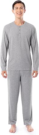 Fruit of the Loom Men's 360 Stretch Long Sleeve Henley Top and Pant Sleep Pajama Set