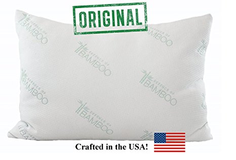 Essence of Bamboo Pillow-The Original Premium Stay Cool Hypoallergenic Down Alternative Fiber Pillow - Designed and Filled in USA - Best Sleep Ever, (Queen)