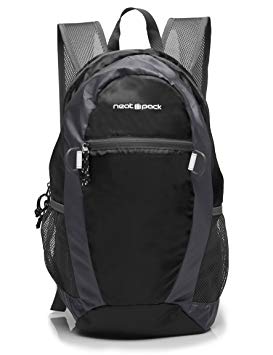 NeatPack Durable, Foldable Nylon Backpack/Daypack with Security Zippers, 20L