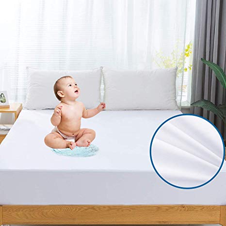 SLEEP ACADEMY Waterproof Mattress Protector King, Hypoallergenic Breathable Washable Fitted Bed Cover