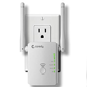 Coredy N300 Mini WiFi Range Extender All-New Upgraded Wireless Repeater Internet Signal Booster Wi-Fi Access Point with High Power Ethernet Antennas, Boosting Whole Home WiFi Coverage