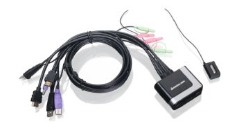 IOGEAR 2-Port HD Cable KVM Switch with Audio GCS62HU (Black)