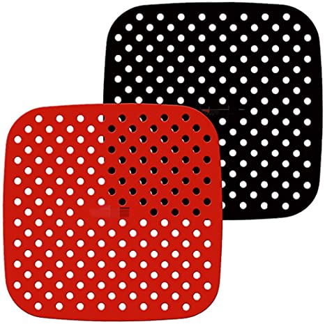 Reusable Air Fryer Liners 8.5in Square Non-Stick Silicone Air Fryer Mats BPA Free Air Fryer Accessories Compatible With Philips, Cozyna, Secura, Nuwave, Chefman, Gowise Usa, Black Decker (2 Pack)