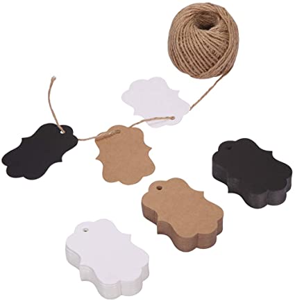 150ct Kraft Gift Tags Labels with String (3 Colors) (Bracket)