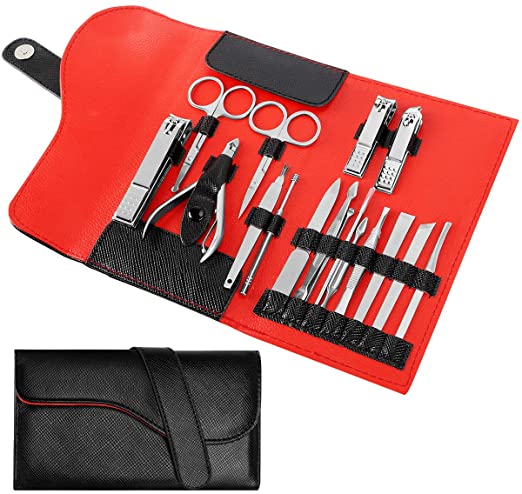 Manicure Nail Set 17 Pcs, NAVANINO Pedicure Manicure Set Nail Cutter Set, Professional Manicure & Pedicure Set in Stainless Steel Travel Nail Scissors and Grooming Kit Manicure Set