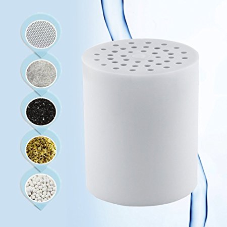Aidout Shower Filter Cartridge - Replaceable High Output 5-Stage Filter Cartridge - Removes Chlorine, Hard Water & Harmful Substances, Prevents Hair and Skin Dryness