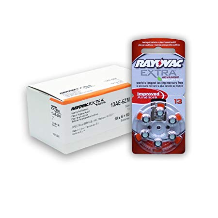 Rayovac Extra Mercury Free Hearing Aid Batteries Size: 13 (60 Batteries)