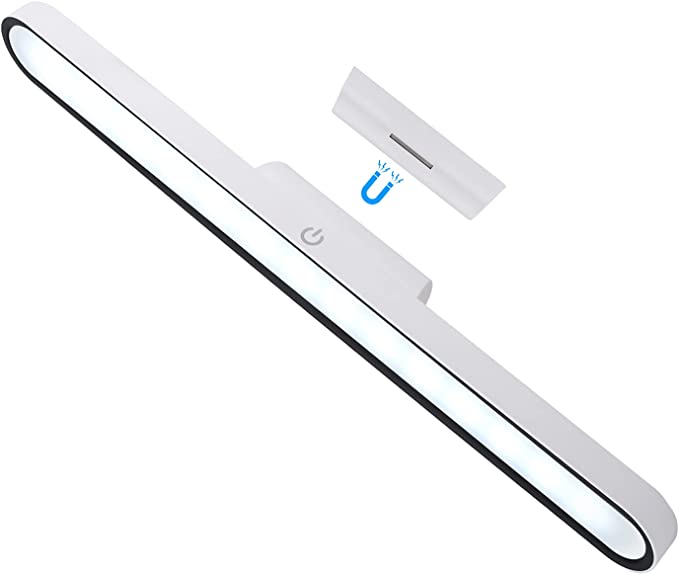 KUCAM LED Desk Lamp, 3W Magnetic Under Cabinet Lighting, Dimmable Touch Control, 3 Color Modes, Rechargeable Reading Light Bar for Bedside, Computer Desk, Kitchen Cupboard, Vanrity Mirror (White)