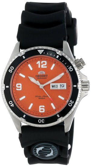 Orient Mens CEM65004M Orange Mako Automatic Rubber Strap Dive Watch