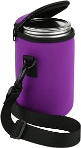 Cosmos Mason Jar Portable Neoprene Bag Insulated Mason Jar Holder Sleeve with Adjustable Strap and Zipper for 32 OZ Regular and Wide Mouth Mason Jar (Purple)