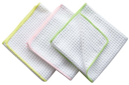 Sinland Microfiber Waffle Weave Kitchen Towels Drying Cloth 3 Pack 16inch X 24inch