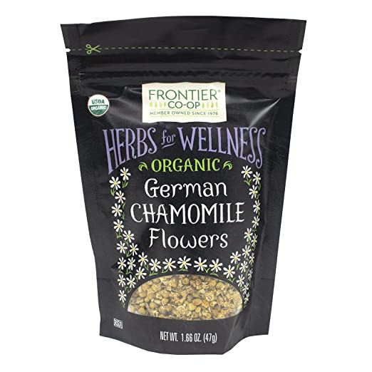 Frontier Co-op German Chamomile Flowers, Whole, Certified Organic | 1.66 oz (47g) Resealable Bag | Matricaria recutita L.