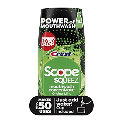 Scope Squeez Mouthwash Concentrate, Original Mint Flavor, 50mL Bottle, Equal Uses up to 1L Bottle *vs 1L Scope Outlast Mouthwash, Squeez to Control The Strength