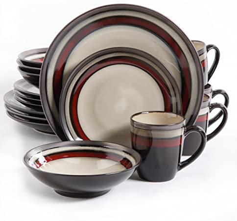 Gibson Overseas, Inc. Lewisville dinnerware, 1, Cream/Red