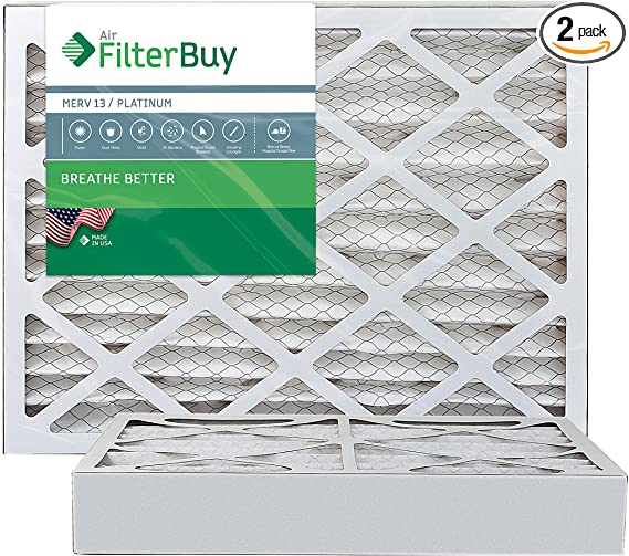 FilterBuy 18x24x4 MERV 13 Pleated AC Furnace Air Filter, (Pack of 2 Filters), 18x24x4 – Platinum