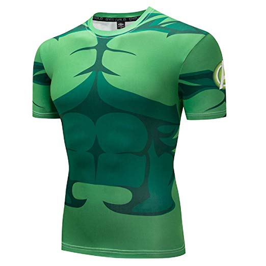 GYMGALA Men's The Hulk T-Shirt Casual and Sports Short Sleeve 3D Printed Compression Shirt