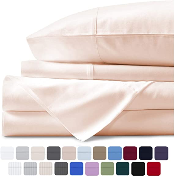 Mayfair Linen 100% Egyptian Cotton Sheets, Ivory Queen 6 PC Sheets Set, 800 Thread Count Long Staple Cotton, Sateen Weave for Soft and Silky Feel, Fits Mattress Upto 18'' DEEP Pocket