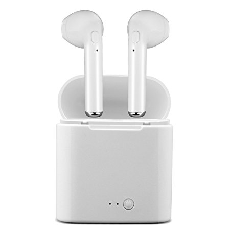 Wireless Earbuds,Bluetooth Headphones Mini In-Ear Headsets Sports Earphone with 2 True Wireless Earbuds for iPhone X/8 /7/ 7 plus/ 6/ 6s plus Android, Samsung Smartphones -White