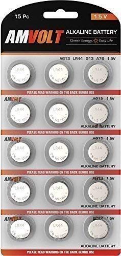 15 Pack LR44 AG13 A76 Battery - [Ultra Power] Premium Alkaline 1.5 Volt Non Rechargeable Round Button Cell Batteries for Watches Clocks Remotes Games Controllers Toys & Electronic Devices (15 Pack)