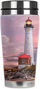Mugzie 20 Ounce MAX Stainless Steel Travel Mug with Wetsuit Cover - Made in USA - Lighthouse Of Michigan