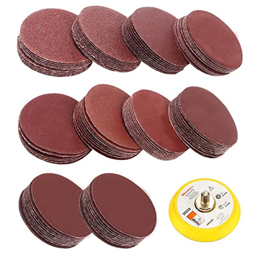 DreamColor 100 PCS 2 inch Sanding Discs Pad,60-2000 Assorted Grit Sandpapers with 1/4" Shank Backing Pad for Drill Grinder Rotary Tools (2 INCH)