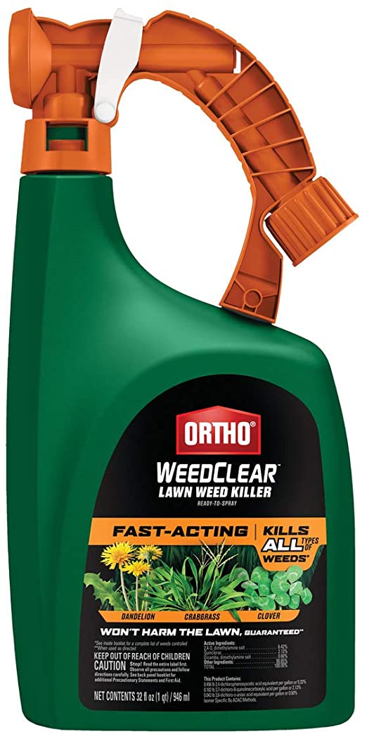 Ortho WeedClear Lawn Weed Killer Ready-to-Spray - Fast-Acting, Kills Dandelion, Crabgrass and Clover to the Root, Won't Harm Lawn When Used as Directed, 32 oz.