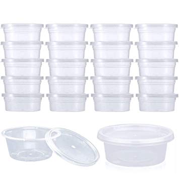 DOMIRE 40 Pack Slime Containers, Leakproof Clear Plastic Foam Ball Storage Containers with Lids for 2 oz Slime