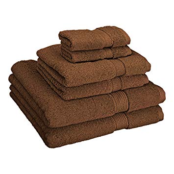 Superior 900 Gram 100% Premium Long-Staple Combed Cotton 6-Piece Towel Set, Chocolate