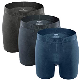 CLEVEDAUR Men's Underwear 6" Antimicrobial Micro Modal Stretch Boxer Briefs (Pack of 1 and 3)