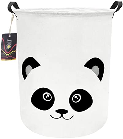 HKEC 19.7’’ Waterproof Foldable Storage Bin, Dirty Clothes Laundry Basket, Canvas Organizer Basket for Laundry Hamper, Toy Bins, Gift Baskets, Bedroom, Clothes, Baby Hamper(Panda)