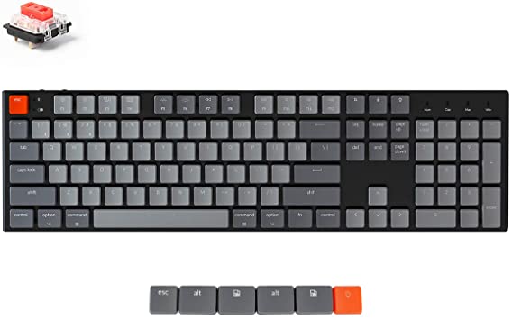 Keychron K1 Mechanical Keyboard,104 Key White LED Wireless Mechanical Keyboards with Gateron Low Profile Red Switch/Anti Ghosting/N-Key Rollover,Wired Computer Keyboard for Mac and Windows-Version 4