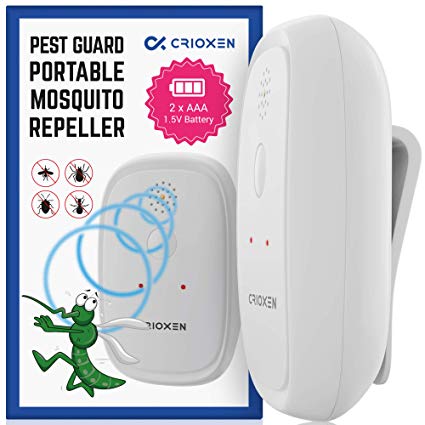 Crioxen Ultrasonic Mosquito Repellent - Odorless Non-Toxic Portable Pest Control Repeller Anti Insects, Bugs, Roaches w/Dragonfly Mode - for Indoor and Outdoor