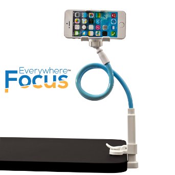 EverywhereFocusTM Cell Phone Holder For Desk Flexible 360 Cool Universal Smartphone Stand Lifetime Warranty Strong Clamp and 2 Stick Devices Up To 4 Wide Perfect For Vblogging and Video Chatting