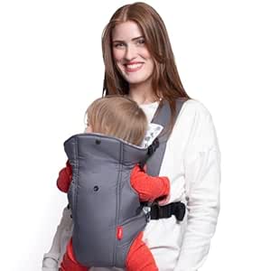 Nuby Classic Baby Carrier: Newborn to Toddler |Face-in and Face-Out Carrier | Grey | Lightweight & Comfortable |Removeable Baby Drool Bib | 8-35 lb. (3.6-14 kg)