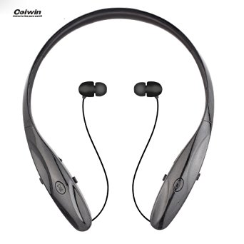 Bluetooth Headphones, Coiwin HBS-950 Bluetooth Neckband Sport Headset Retractable In-ear Earbuds, Hand-free Noise Canceling Headphones for Iphone,Ipad,Samsung and Other Bluetooth Device(HBS-950-Black)