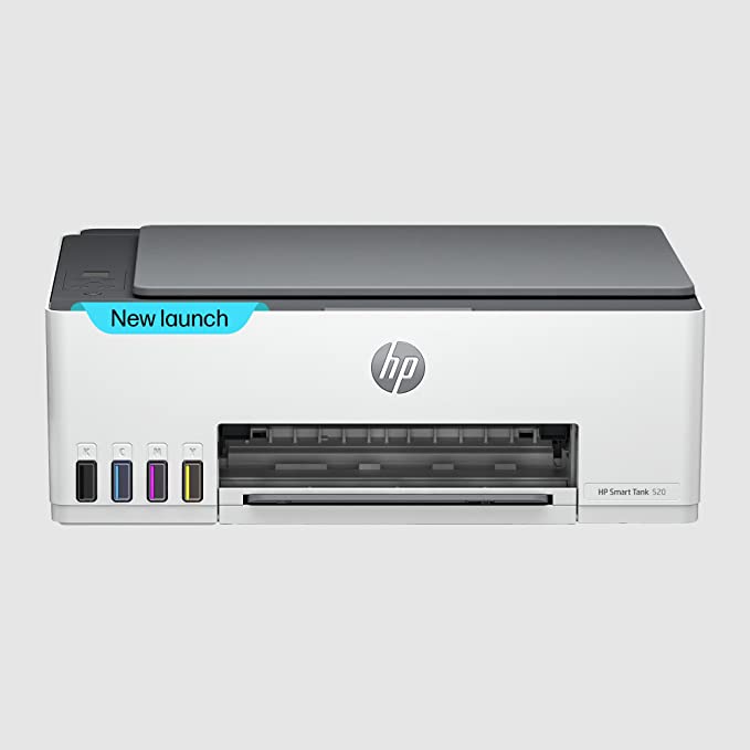 HP Smart Tank 520 All-in-one Colour Printer with 1 Extra Black Ink Bottle in The Box (Upto 12000 Black & 6000 Colour Pages in The Box) and 1 1 Year Warranty - Print, Scan & Copy for Office/Home