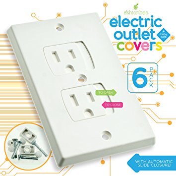 Child Safety Electrical Outlet Covers for Baby Proofing - Best Childproofing Self Closing BPA Free Wall Socket Plate, Better than Plugs (Set of 6, White)