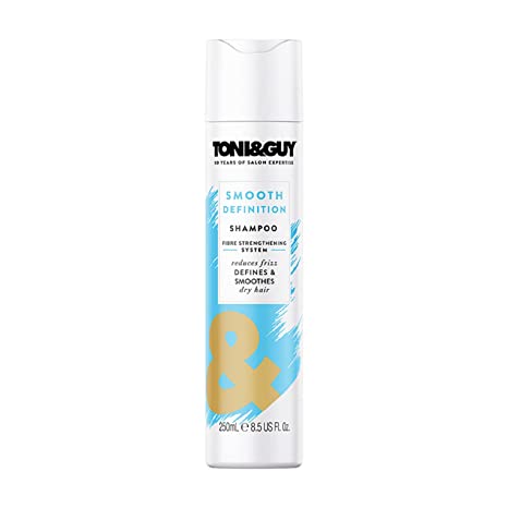 Toni&Guy Smooth Definition Shampoo for Dry & Damaged Hair, Fibre Strengthening System, Enriched with Babassu Oil to Reduce Frizz & Dryness, Salon-Like Soft & Smooth Hair, Suitable for Men & Women, 250 ml