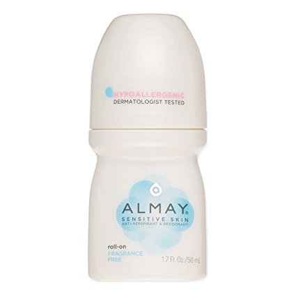 Almay Anti-Perspirant & Deodorant, Sensitive Skin, Roll-On, Fragrance Free 1.7 oz (Pack of 2)