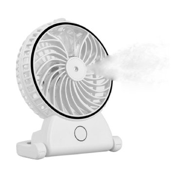 Welltop Table Fans Portable Desktop Humidifier Fan Handheld Fans Rechargeable Cooling Misting Fan Personal Cooling Humidifier (White)