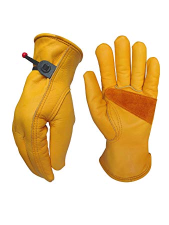 Heavy-Duty Cowhide Work Gloves Leather Work Gloves for Industrial/Gardening/Cutting/logging/Mechanics/Yard/Construction/Motorcycle/Farm, Men & Women Medium(1 Pair)