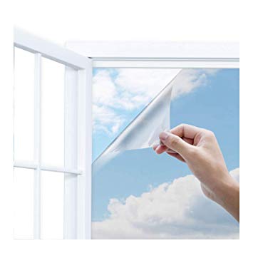 Window Film - Uiter One Way Window Film, Anti UV Static Cling Window Film 100% Light Blocking For Privacy Removal Decorate Heat Control Glass Tint Home Office Windows (17.5 x 78.7, Silver)