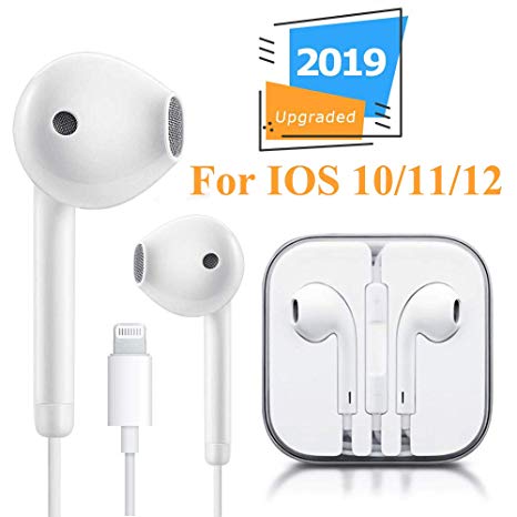 Lighting Earbuds Headphone Wired Earphones Headset with Microphone and Volume Control, Compatible with iPhone Xs Max/XR/X/7/8 Plus Plug and Play Floppy Diskettes