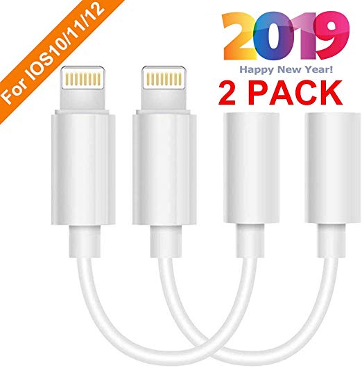Lighting to 3.5 mm Headphone Adapter Earphone Earbuds Adapter Cable 2 Pack, Compatible with iPhone X/XS/Max/XR 7/8/8 Plus Plug and Play DVD-RAM Discs