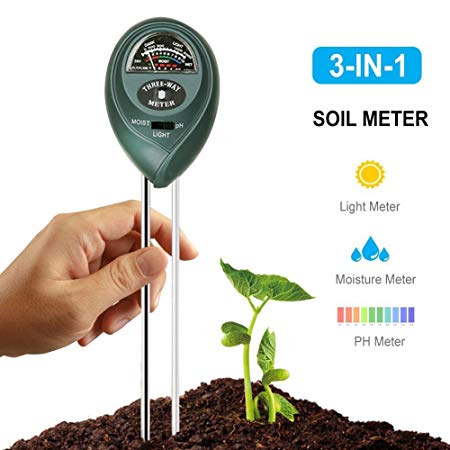 Hinmay 3 in 1 Soil Test Kit Gardening Tools, Soil Moisture Meter for PH, Light & Moisture, Plant Tester for Home, Farm, Lawn, Indoor & Outdoor (No Battery Needed)
