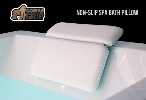 The Original GORILLA GRIP TM Non-Slip Spa Bath Pillow Featuring Powerful Gripping Technology Extra Soft and Large 145 x 11 Luxury 2-Panel Design for Shoulder and Neck Support Fits Any Size Tub