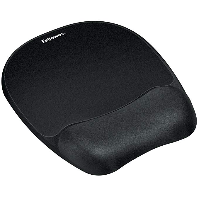 Fellowes Memory Foam Optical Friendly Mouse Mat with Wrist Support, Black