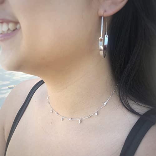 Sparkly CZ Droplets Choker Necklace in Sterling Silver 925